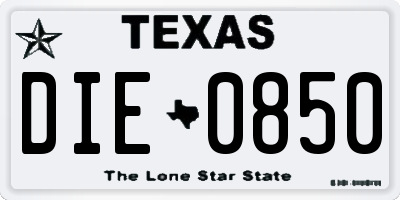 TX license plate DIE0850