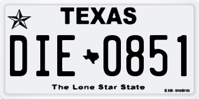 TX license plate DIE0851