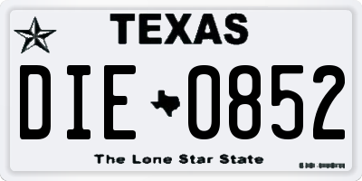 TX license plate DIE0852