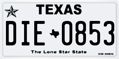 TX license plate DIE0853