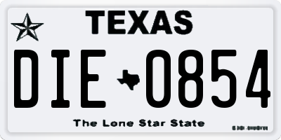 TX license plate DIE0854