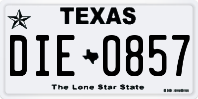 TX license plate DIE0857