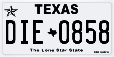 TX license plate DIE0858