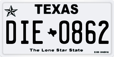 TX license plate DIE0862