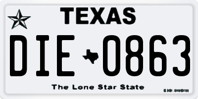 TX license plate DIE0863