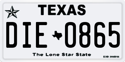TX license plate DIE0865