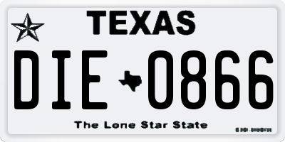 TX license plate DIE0866