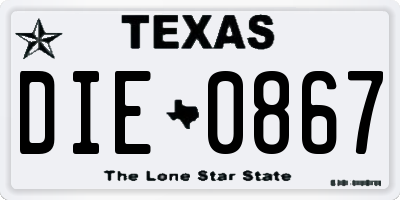 TX license plate DIE0867