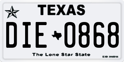 TX license plate DIE0868