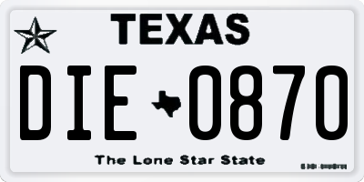 TX license plate DIE0870