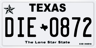 TX license plate DIE0872