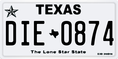 TX license plate DIE0874
