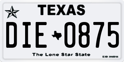 TX license plate DIE0875