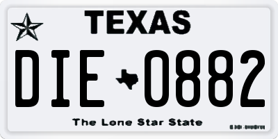 TX license plate DIE0882