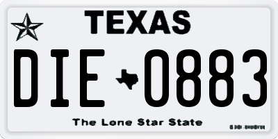 TX license plate DIE0883