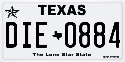 TX license plate DIE0884