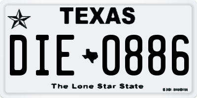 TX license plate DIE0886