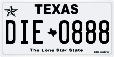 TX license plate DIE0888