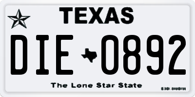 TX license plate DIE0892