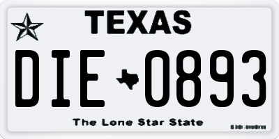 TX license plate DIE0893