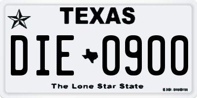 TX license plate DIE0900