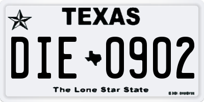 TX license plate DIE0902