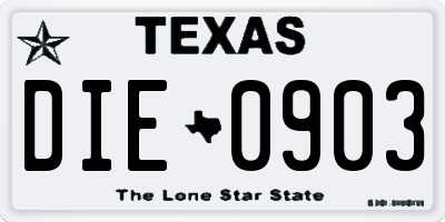TX license plate DIE0903