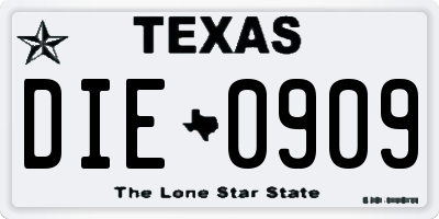 TX license plate DIE0909