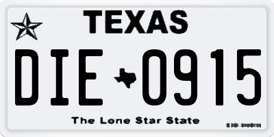 TX license plate DIE0915