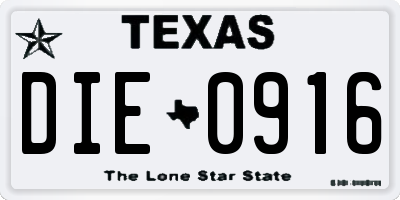 TX license plate DIE0916