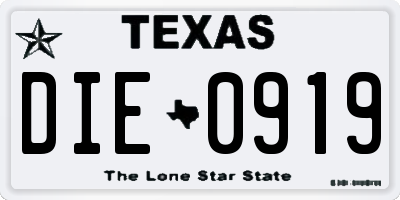 TX license plate DIE0919