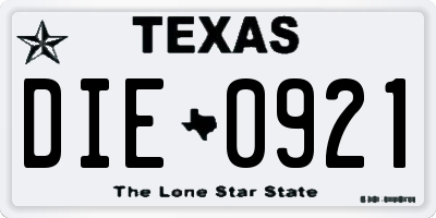 TX license plate DIE0921