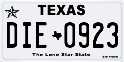 TX license plate DIE0923