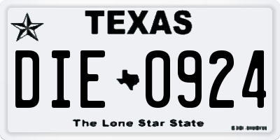 TX license plate DIE0924