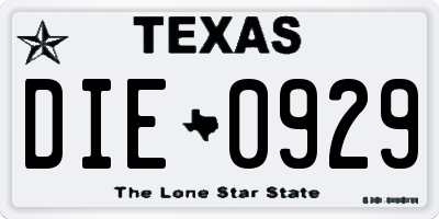 TX license plate DIE0929