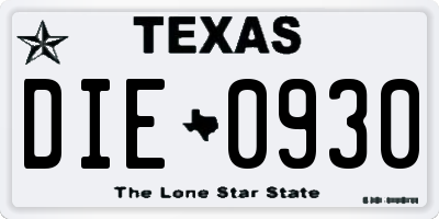 TX license plate DIE0930