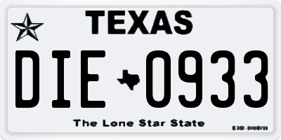 TX license plate DIE0933