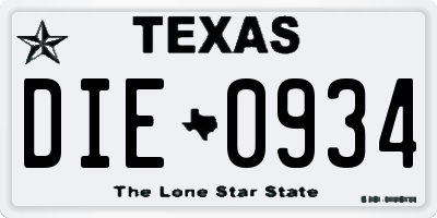 TX license plate DIE0934
