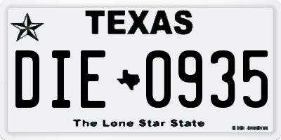 TX license plate DIE0935