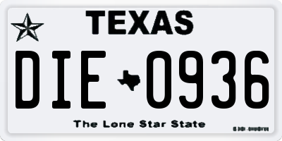 TX license plate DIE0936