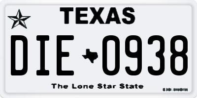 TX license plate DIE0938
