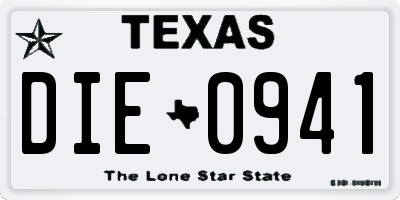 TX license plate DIE0941