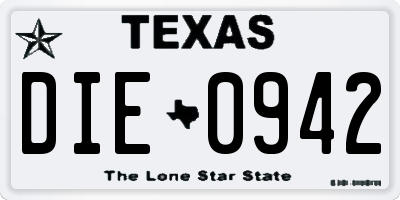 TX license plate DIE0942