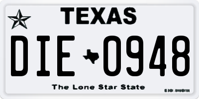 TX license plate DIE0948
