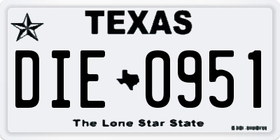 TX license plate DIE0951