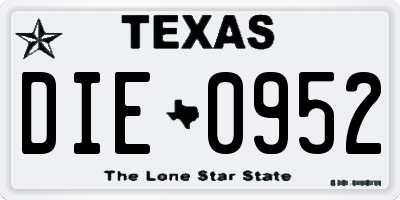 TX license plate DIE0952