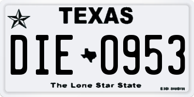 TX license plate DIE0953