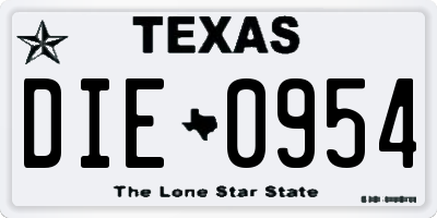 TX license plate DIE0954