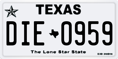 TX license plate DIE0959