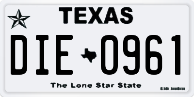 TX license plate DIE0961
